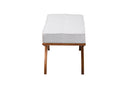 Sugar Japandi Light Gray Boucle Fabric and Walnut Brown Bench Baxton
