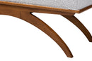 Sugar Japandi Light Gray Boucle Fabric and Walnut Brown Bench Baxton