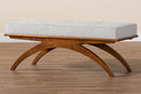 Sugar Japandi Light Gray Boucle Fabric and Walnut Brown Bench Baxton