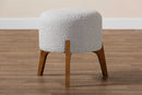 Casanova Japandi Light Gray Boucle Fabric and Walnut Brown Ottoman Footstool Baxton