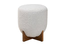 Abella Japandi Light Gray Boucle Fabric and Walnut Brown Ottoman Footstool Baxton