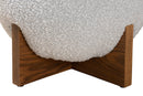 Abella Japandi Light Gray Boucle Fabric and Walnut Brown Ottoman Footstool Baxton