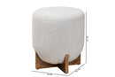 Abella Japandi Light Gray Boucle Fabric and Walnut Brown Ottoman Footstool Baxton