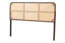 Lindo Dark Brown Finished Bayur Wood and Natural Rattan Queen Size Headboard Baxton