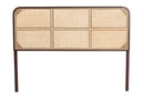 Lindo Dark Brown Finished Bayur Wood and Natural Rattan Queen Size Headboard Baxton