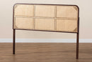 Lindo Dark Brown Finished Bayur Wood and Natural Rattan Queen Size Headboard Baxton