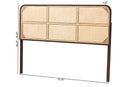 Lindo Dark Brown Finished Bayur Wood and Natural Rattan Queen Size Headboard Baxton