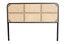 Lindo Black Finished Bayur Wood and Natural Rattan Queen Size Headboard Baxton