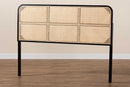 Lindo Black Finished Bayur Wood and Natural Rattan Queen Size Headboard Baxton