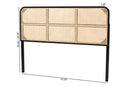 Lindo Black Finished Bayur Wood and Natural Rattan Queen Size Headboard Baxton