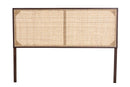 Nada Dark Brown Finished Bayur Wood and Natural Rattan Queen Size Headboard Baxton