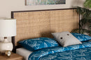Nada Dark Brown Finished Bayur Wood and Natural Rattan Queen Size Headboard Baxton