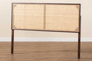 Nada Dark Brown Finished Bayur Wood and Natural Rattan Queen Size Headboard Baxton