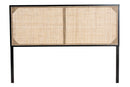 Nada Black Finished Bayur Wood and Natural Rattan Queen Size Headboard Baxton