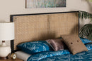 Nada Black Finished Bayur Wood and Natural Rattan Queen Size Headboard Baxton