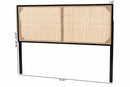 Nada Black Finished Bayur Wood and Natural Rattan Queen Size Headboard Baxton