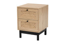 Jiro Light Brown and Black 2-Drawer End Table Baxton