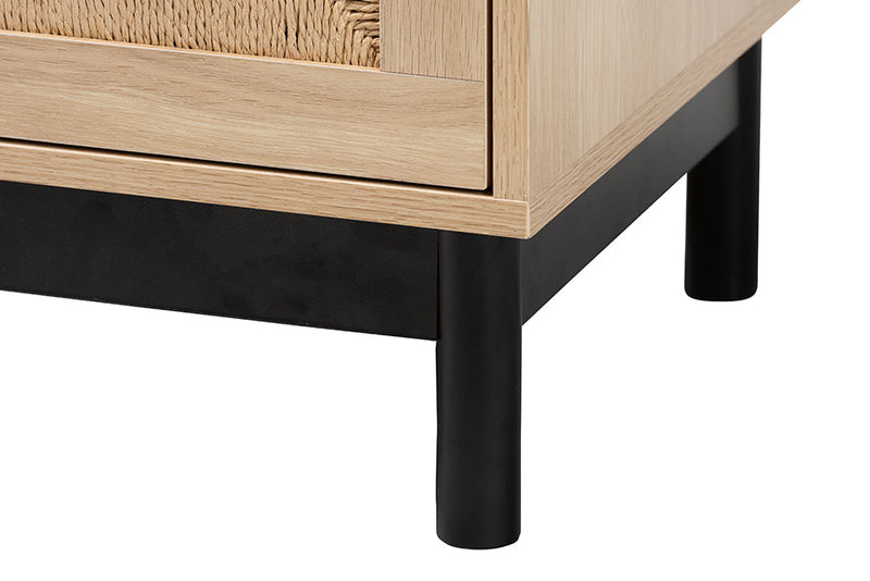 Jiro Light Brown and Black 2-Drawer End Table Baxton