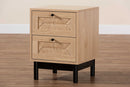 Jiro Light Brown and Black 2-Drawer End Table Baxton