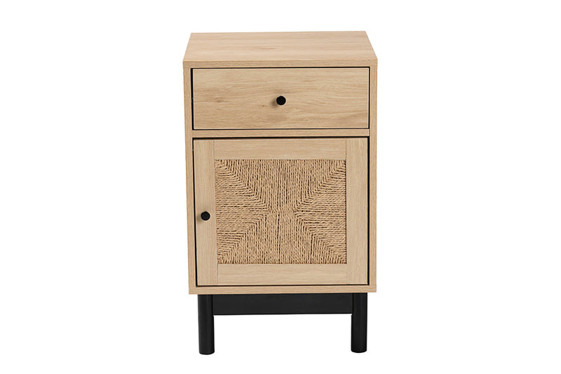 Jiro Light Brown and Black 1-Drawer End Table Baxton
