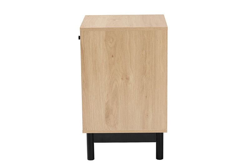 Jiro Light Brown and Black 1-Drawer End Table Baxton
