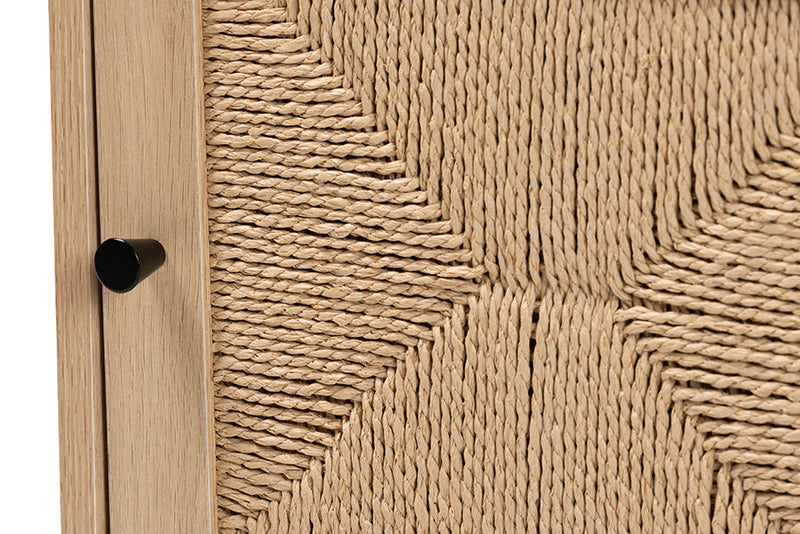 Jiro Light Brown and Black 1-Drawer End Table Baxton