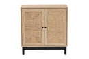 Jiro Light Brown and Black 2-Door Storage Cabinet Baxton