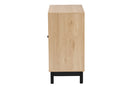 Jiro Light Brown and Black 2-Door Storage Cabinet Baxton