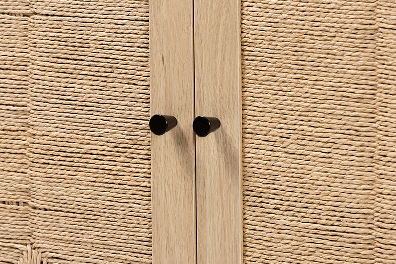 Jiro Light Brown and Black 2-Door Storage Cabinet Baxton