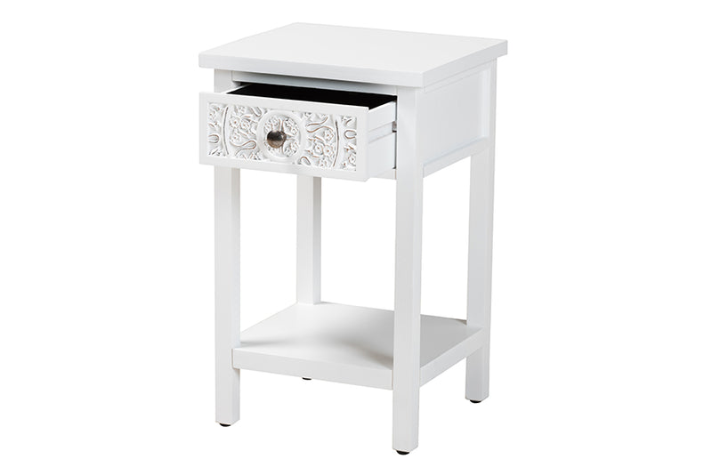 Lancashire Classic and Traditional White Finished Wood 1-Drawer End Table