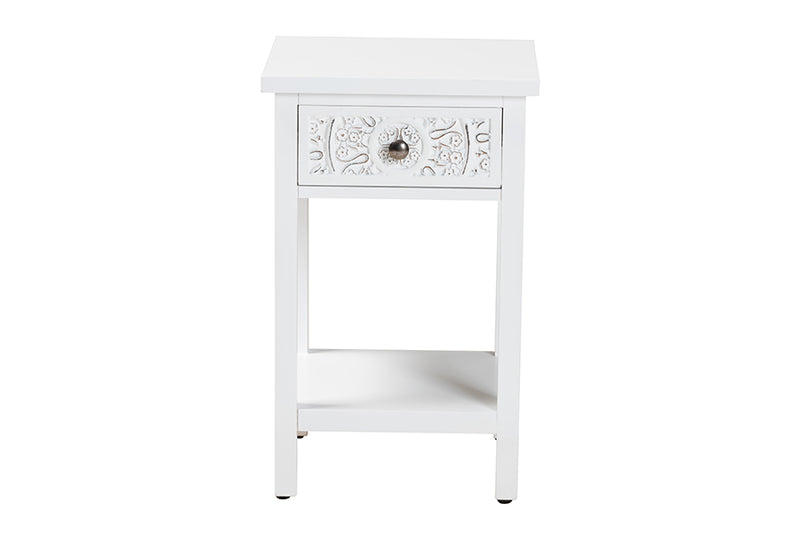 Lancashire Classic and Traditional White Finished Wood 1-Drawer End Table