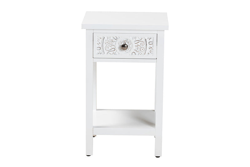 Lancashire White 1-Drawer End Table Baxton
