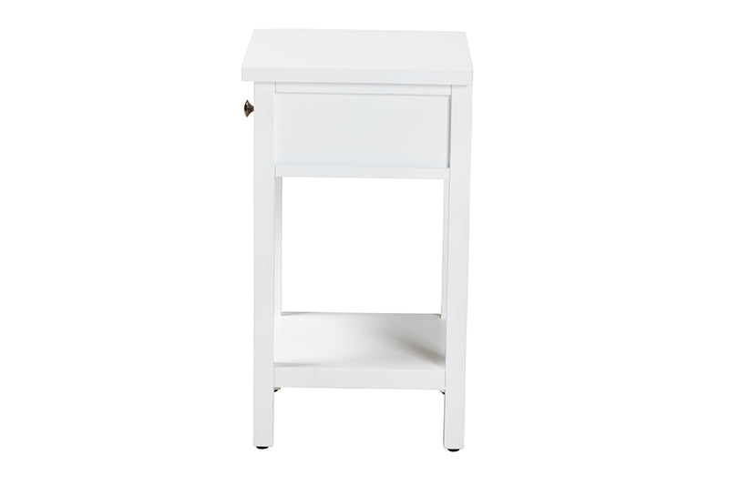 Lancashire Classic and Traditional White Finished Wood 1-Drawer End Table