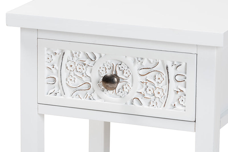 Lancashire White 1-Drawer End Table Baxton