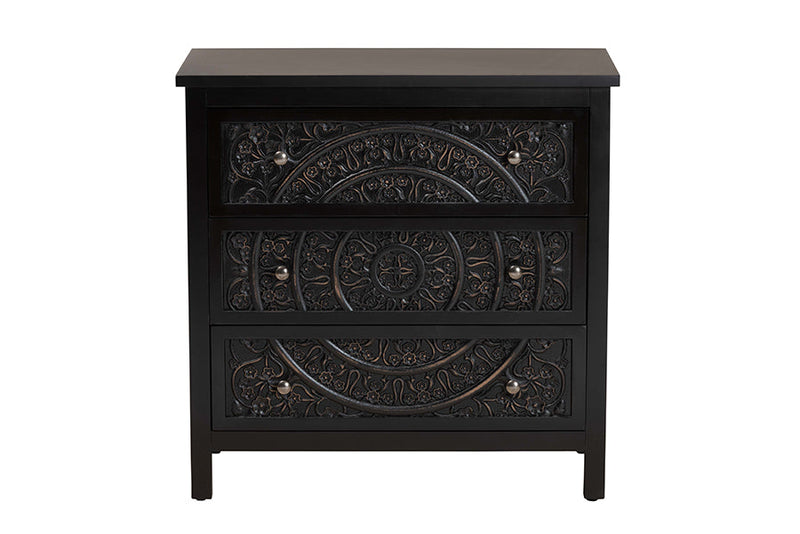 Lancashire Black 3-Drawer Storage Cabinet Baxton
