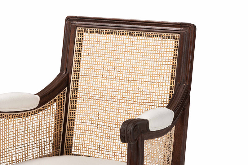 Ryland Beige Fabric and Dark Brown Accent Chair Baxton