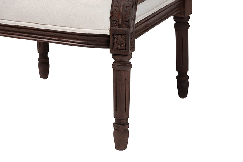 Ryland Beige Fabric and Dark Brown Accent Chair Baxton