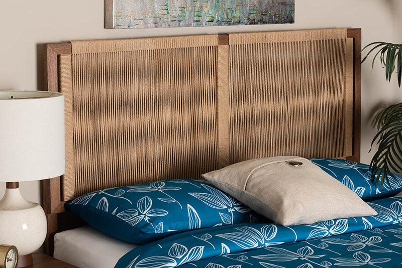 Lissette Walnut Brown Finished Bayur Wood Queen Size Headboard Baxton