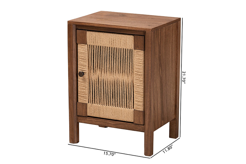 Lissette Modern Bohemian Walnut Brown Finished Bayur Wood Nightstand