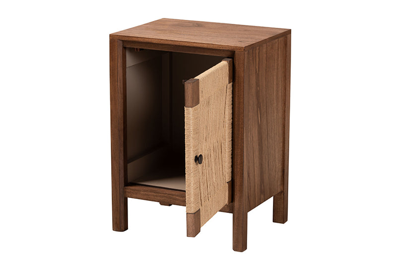 Lissette Modern Bohemian Walnut Brown Finished Bayur Wood Nightstand