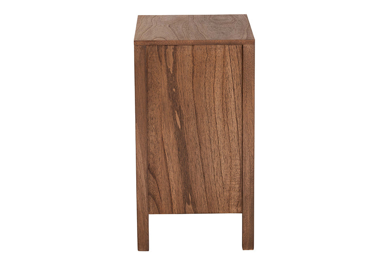 Lissette Modern Bohemian Walnut Brown Finished Bayur Wood Nightstand