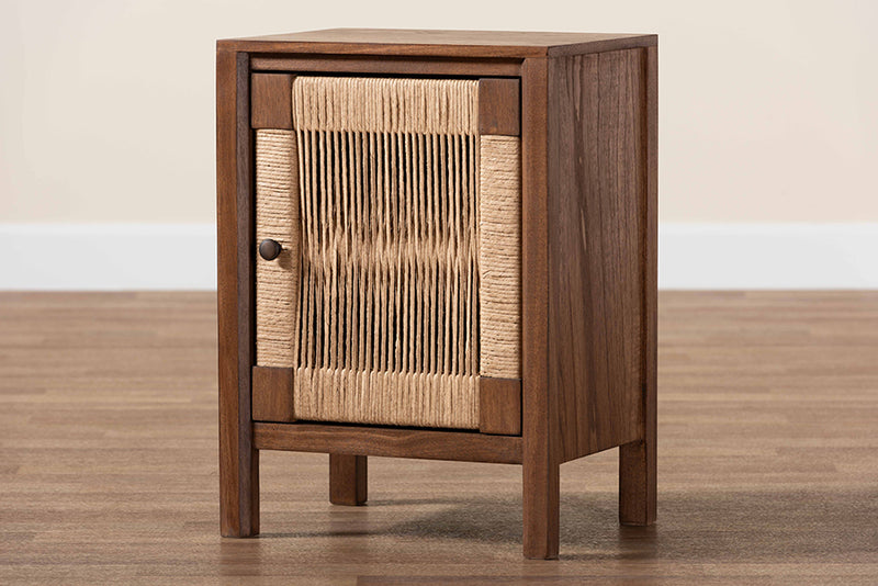 Lissette Modern Bohemian Walnut Brown Finished Bayur Wood Nightstand