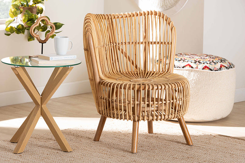 Melle Natural Rattan Wide Seat Lounge Chair Baxton
