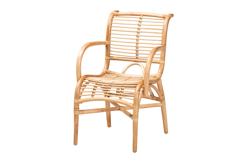 Bardia Modern Bohemian Natural Rattan Lounge Chair