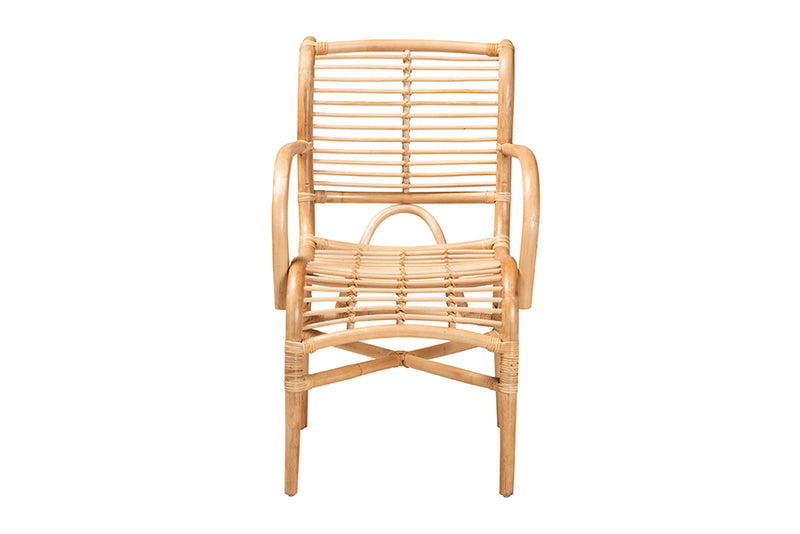 Bardia Modern Bohemian Natural Rattan Lounge Chair