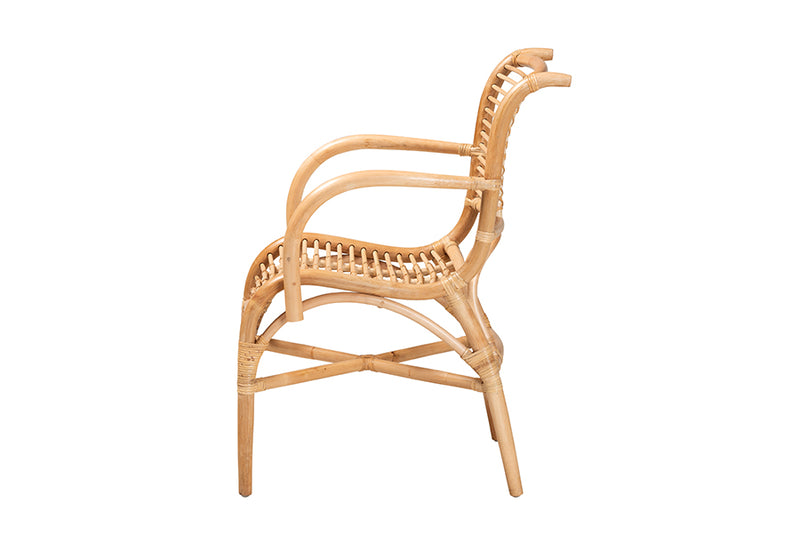 Bardia Modern Bohemian Natural Rattan Lounge Chair