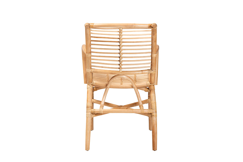 Bardia Modern Bohemian Natural Rattan Lounge Chair