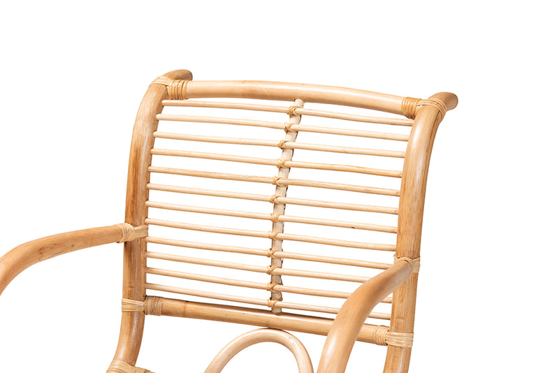 Bardia Modern Bohemian Natural Rattan Lounge Chair