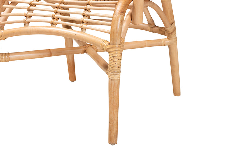 Bardia Modern Bohemian Natural Rattan Lounge Chair