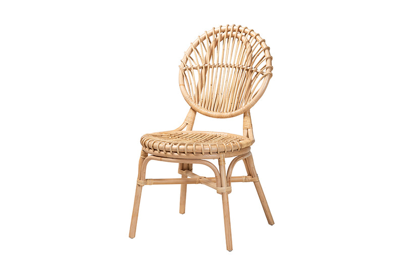 Alinia Modern Bohemian Natural Brown Rattan Dining Chair